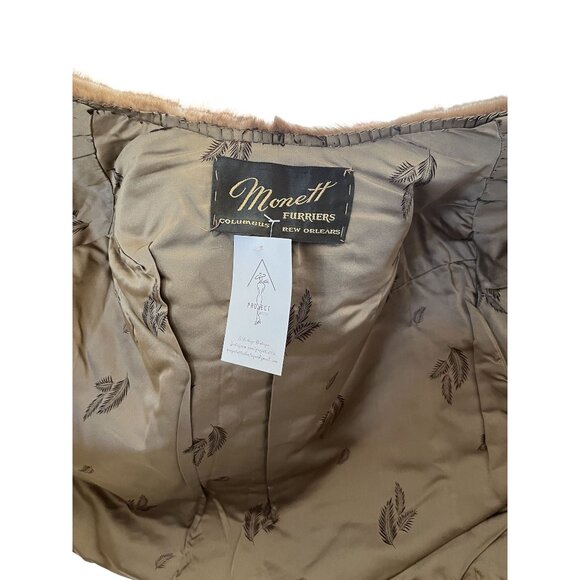 Vintage 1960s Genuine Mink Fur Stole W Side Pockets & Open Drape Front Design - Picture 7 of 9